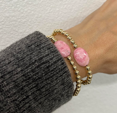 Pink Rhodonite Breast Cancer Awareness Bracelet