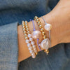 Gold Filled 5mm Bead Bracelet - 6 Freshwater Pearls
