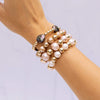 Gold Bead & Mega Pinkish Freshwater Pearls Bracelet