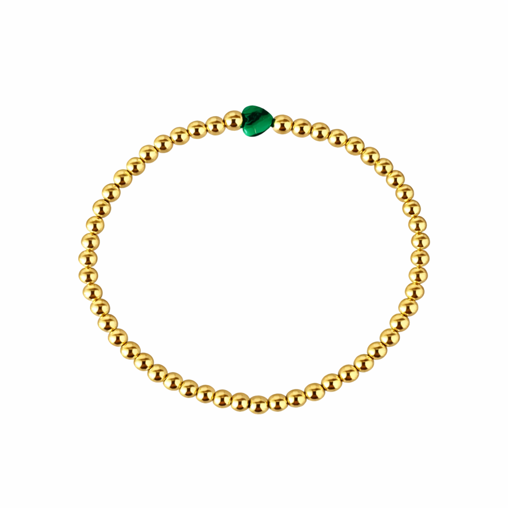 Bead Bracelet - Green Malachite Heart