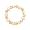 LJ 10mm Gold Filled Bead and Pinkish Freshwater Pearls Bracelet