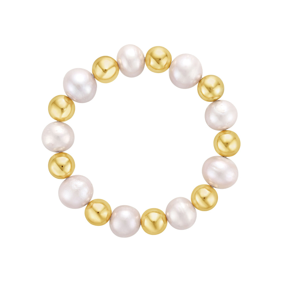 Gold Bead & Mega Pinkish Freshwater Pearls Bracelet