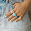 Turquoise Large Corazon Ring | Bezel-Set Diamond