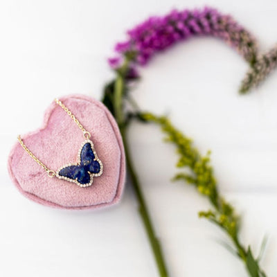 Lapis Lazuli & Diamond Butterfly Necklace