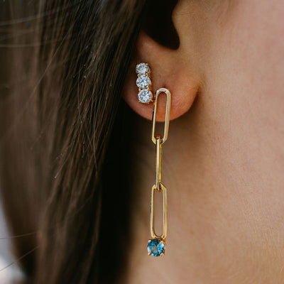 Layla Short Chain Stud Gemstone Earring