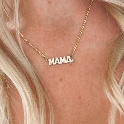 Hand Cut MAMA Necklace With Diamond