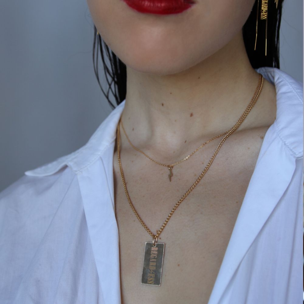 X Regardless Rectangle Tag Necklace