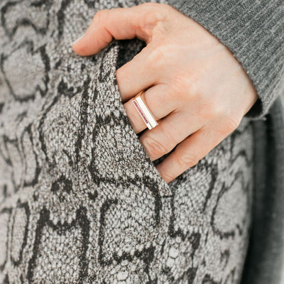 Linear Stack With Pink Sapphires Ring