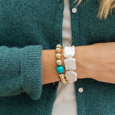 Mega Square Pearl Bead Bracelet