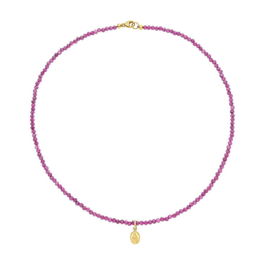  Mini Miraculous Medal  Pink Tourmaline Necklace | LeahJessica Jewelry