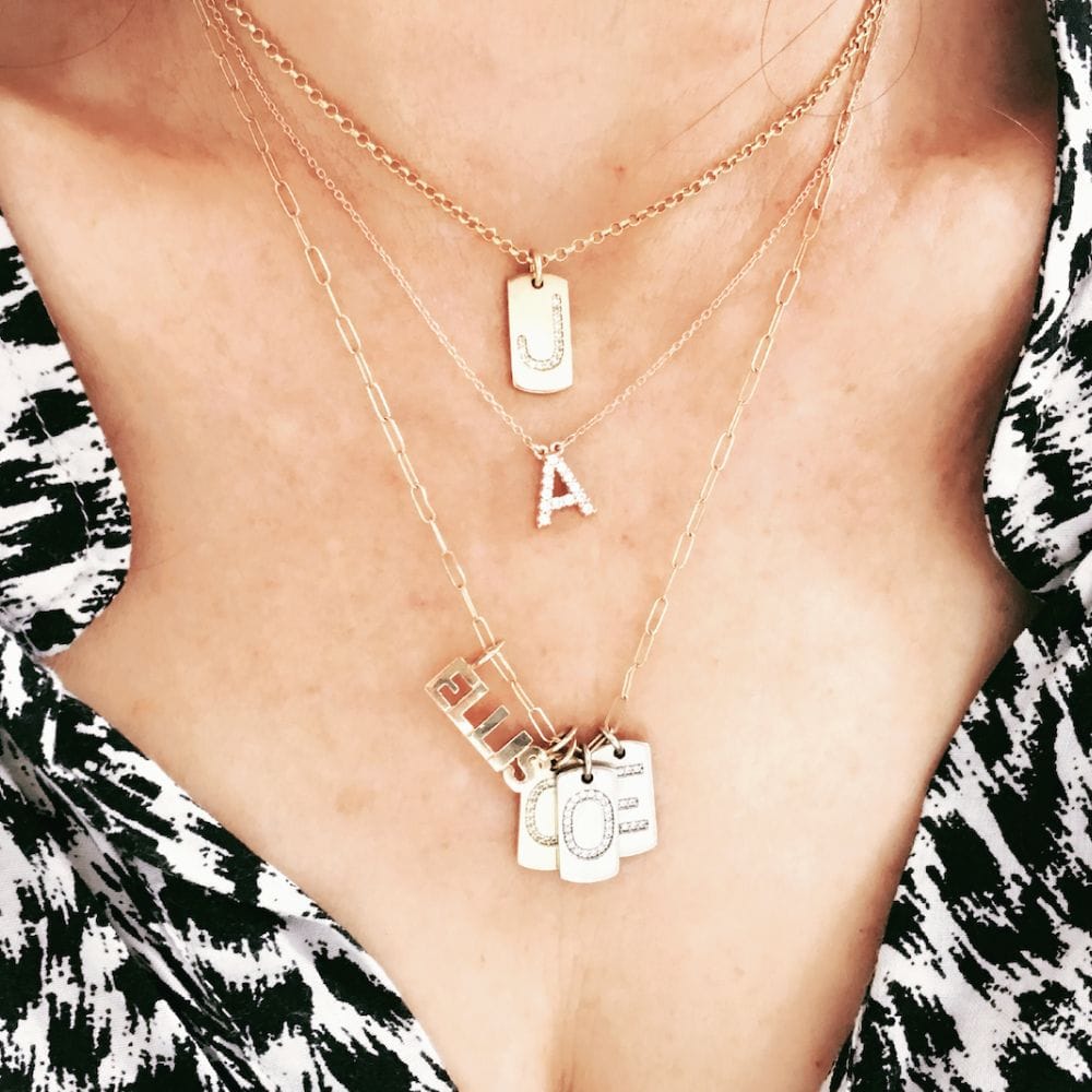 Mini Diamond Letter Charm | LeahJessica Jewelry 