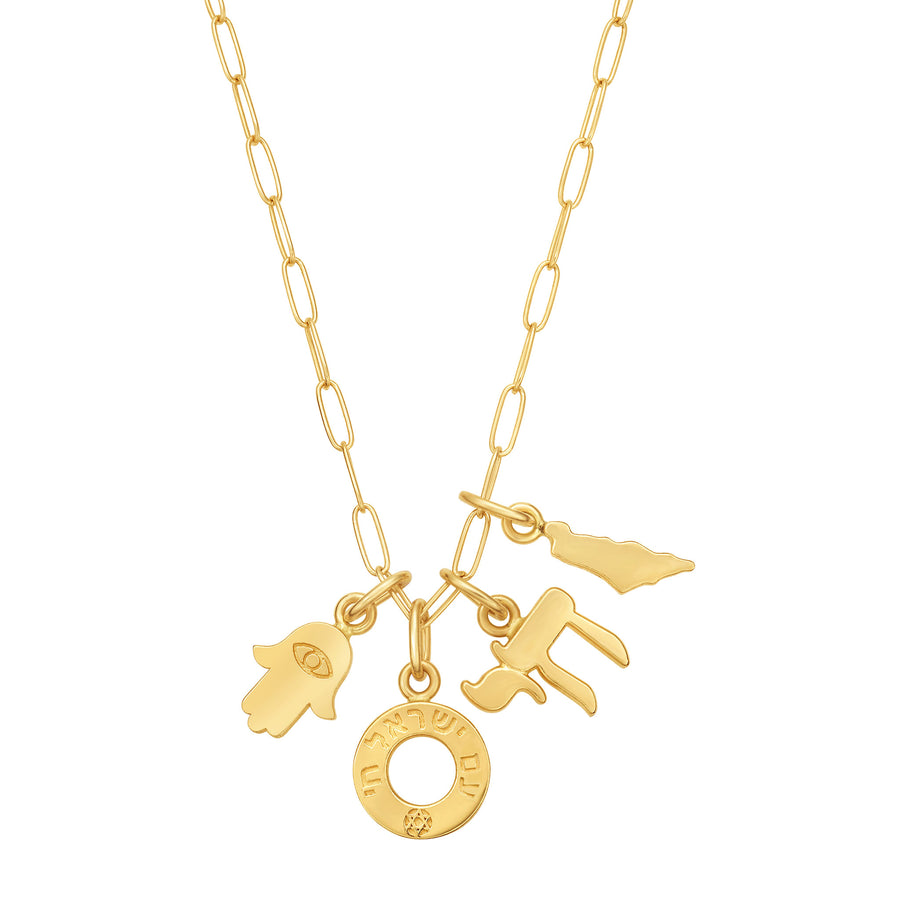 Mini Am Yisrael Chai Gold Charm Necklace | LeahJessica Jewelry