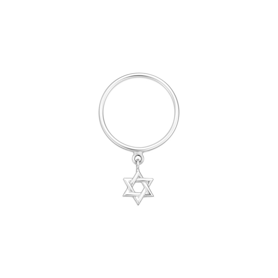 Dangle Magen David Ring -14k White