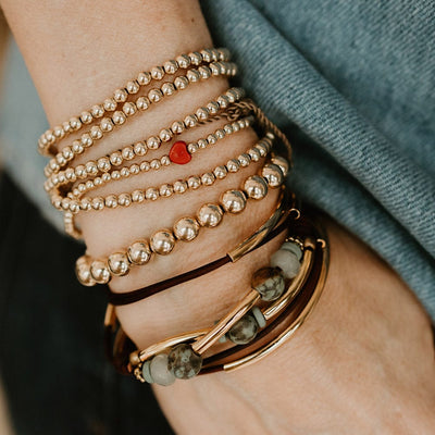 Bead Bracelet - Red Howlite Heart | LeahJessica Jewelry
