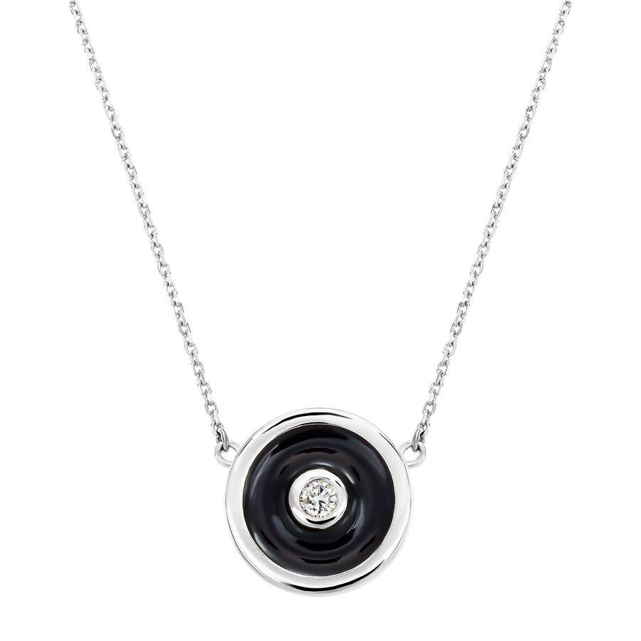 Enamel Circle With Diamond Necklace | LeahJessica Jewelry