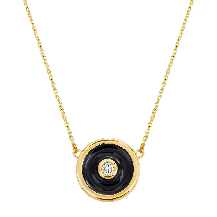 Enamel Circle with Diamond Necklace - Gold | LeahJessica Jewelry