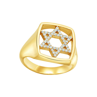 The Ahavah Diamond Signet Pinky RIng
