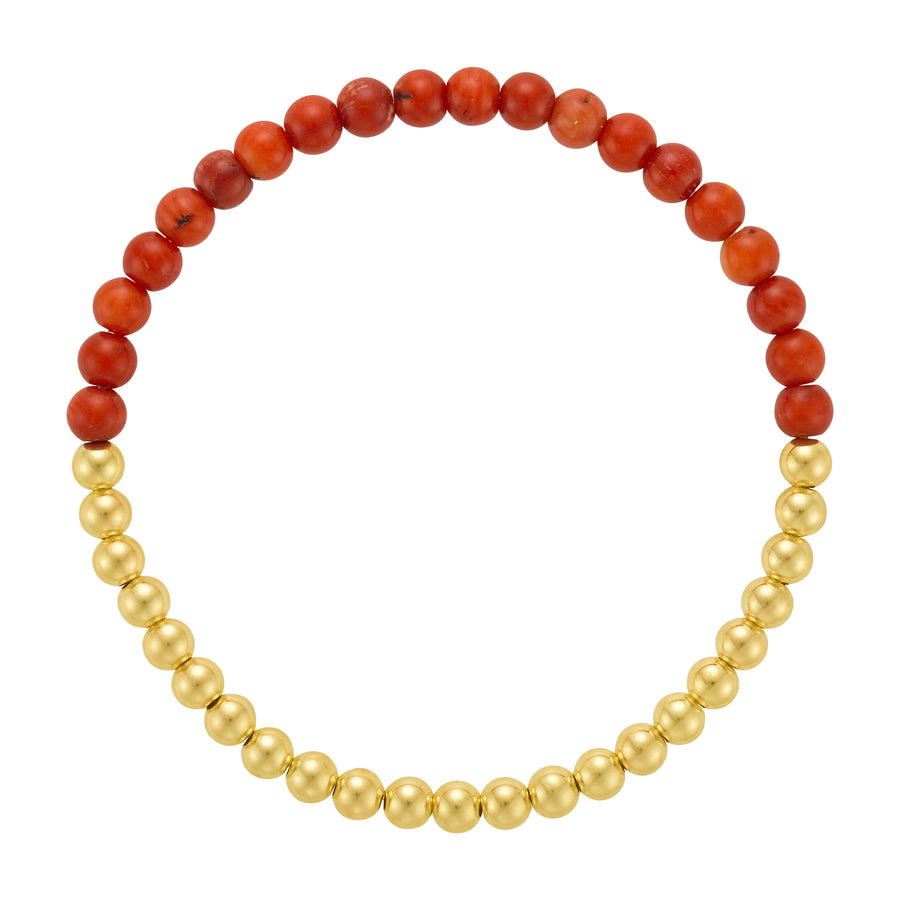 Gold Bead - Half Red Coral Bracelet | LeahJessica Jewelry