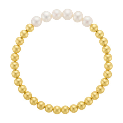 Gold Filled 5mm Bead Bracelet - 6 Freshwater Pearls