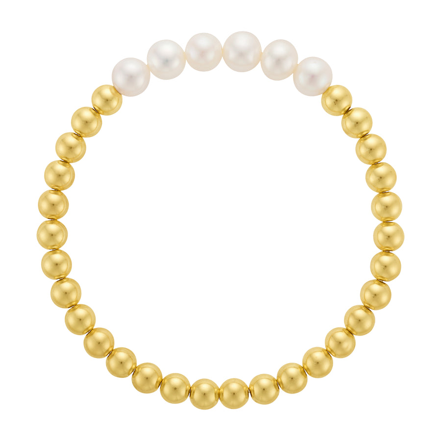 Gold Filled 5mm Bead Bracelet - 6 Freshwater Pearls