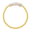 LJ 4mm Gold Filled Bead Bracelet with 3 Square Freshwater Pearls