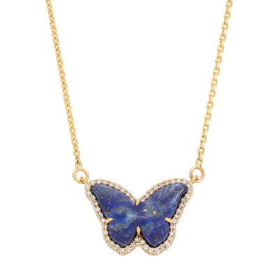 Lapis Lazuli & Diamond Butterfly Necklace