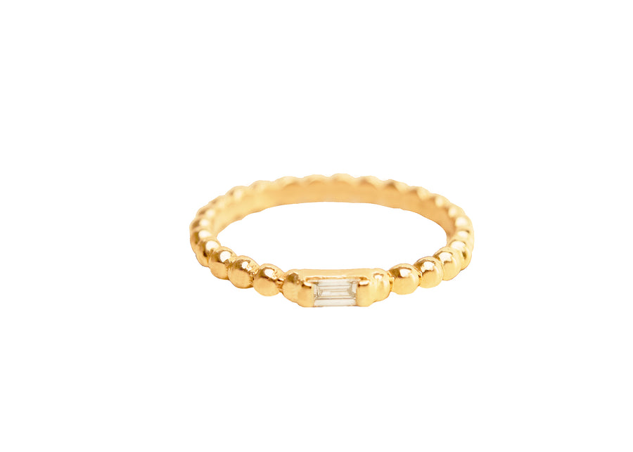 Ball With Baguette Diamond Stackable Ring | LeahJessica Jewelry