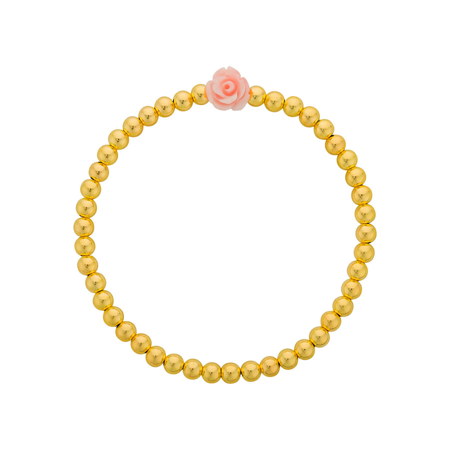 Gold Filled Bead Bracelet with Rose | LeahJessica Jewelry