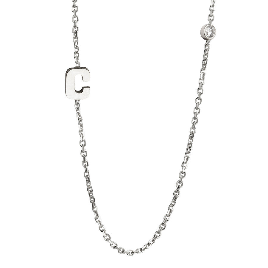 LeahJessica Jewelry Hand cut Letter and Diamond Necklace 