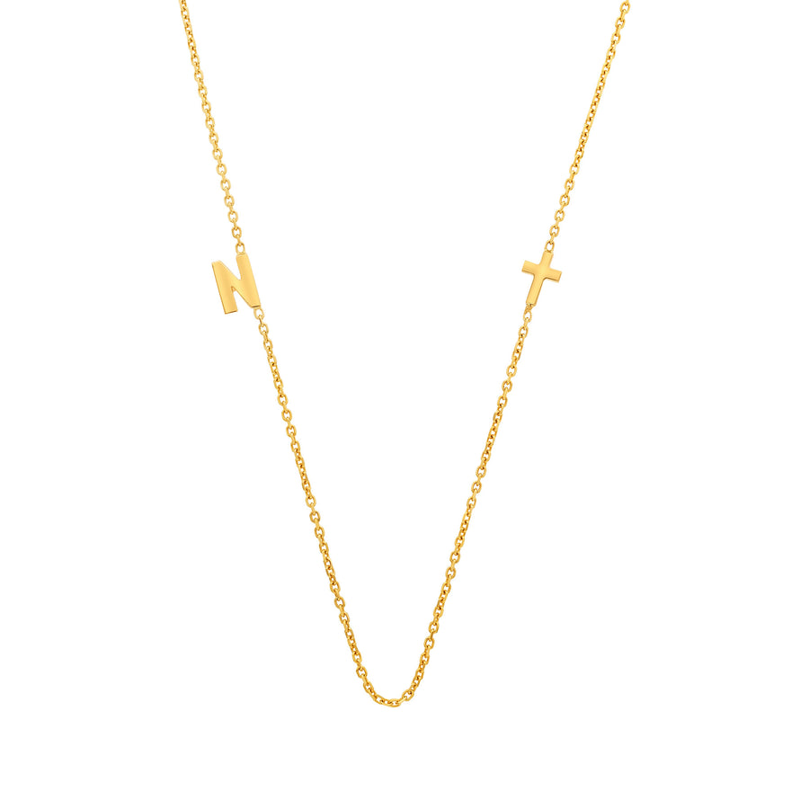 LeahJessica Hand Cut Letter & Cross Necklace