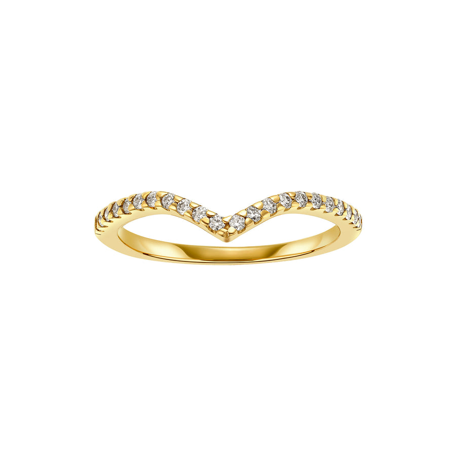 V Diamond Yellow Gold Stackable Ring LeahJessica
