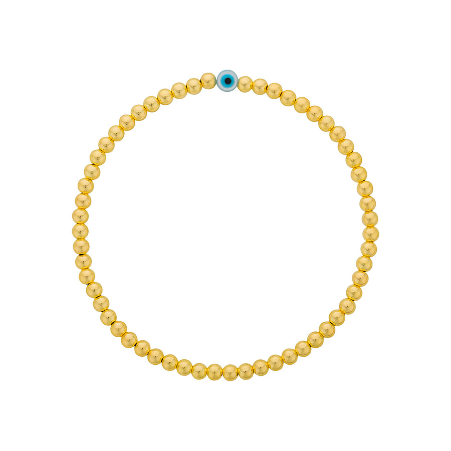 Gold Filled Bead Bracelet with Evil Eye