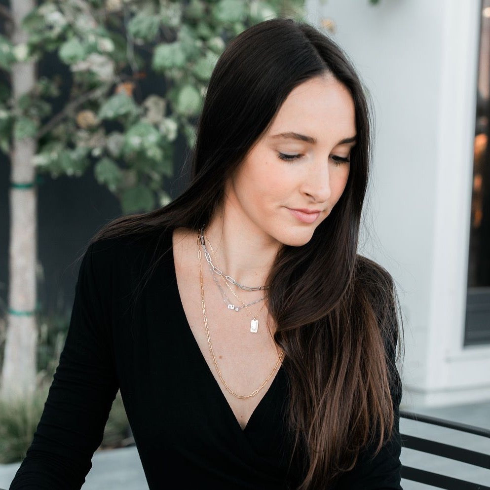 LJ Diamond Initial Tag Necklace LeahJessica Jewelry