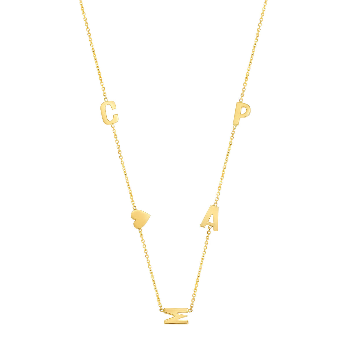 Hand Cut 4 Letters & Heart Necklace | LeahJessica Jewelry