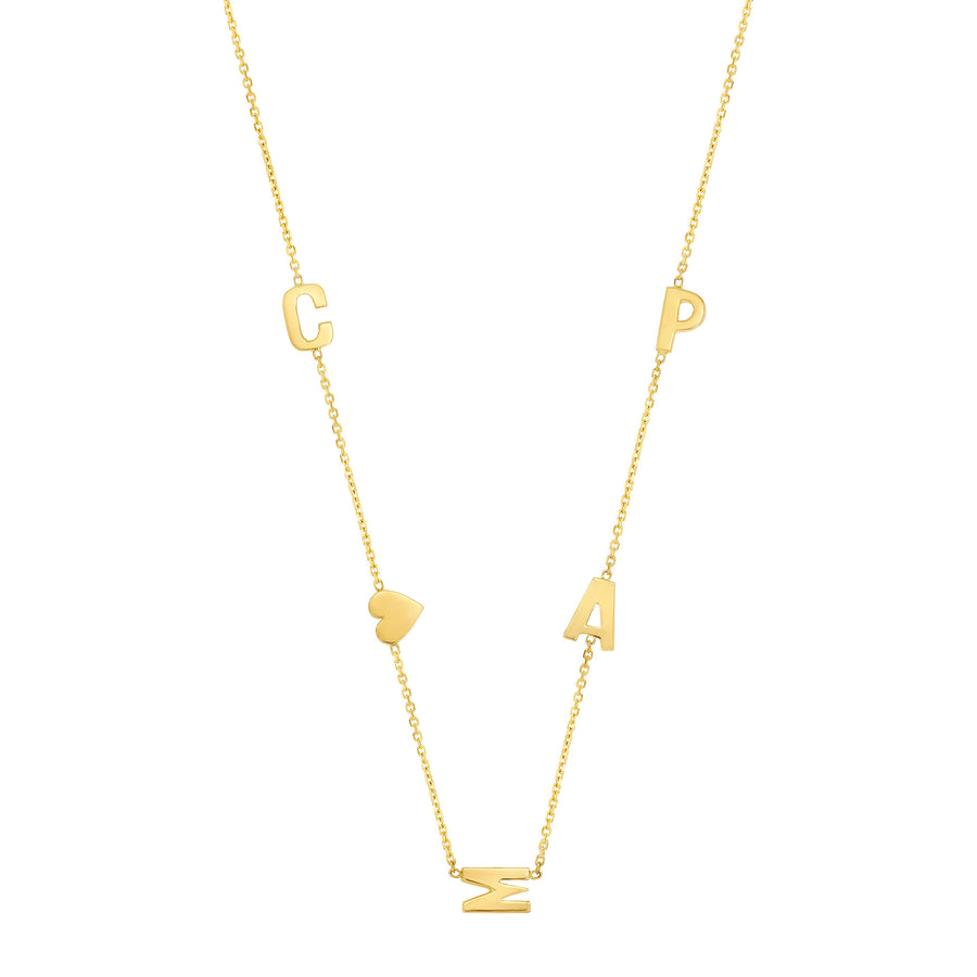 Hand Cut 4 Letters & Heart Necklace | LeahJessica Jewelry