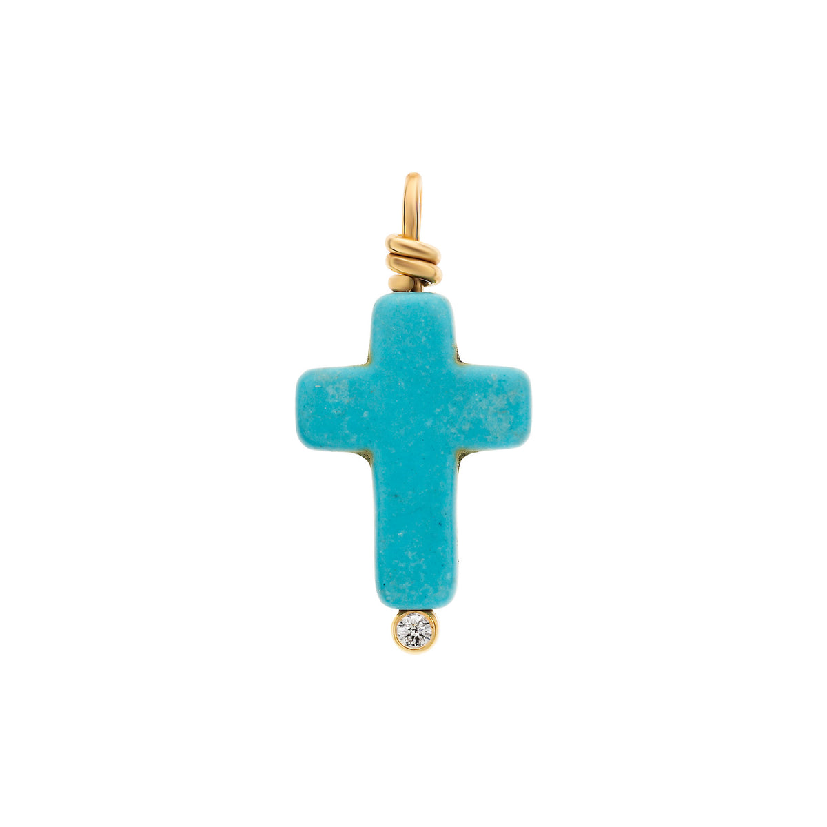 LeahJessica Turquoise Cross with Diamond Charm