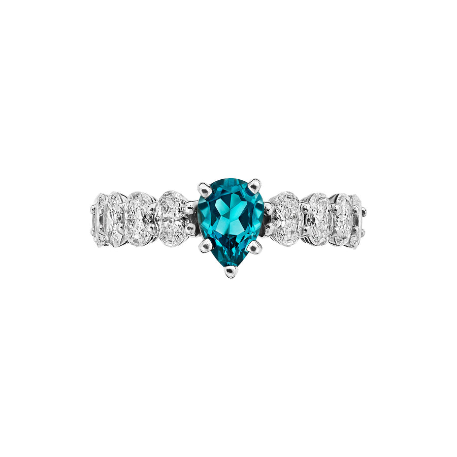 Diamond Oval Blue Topaz Eternity Ring